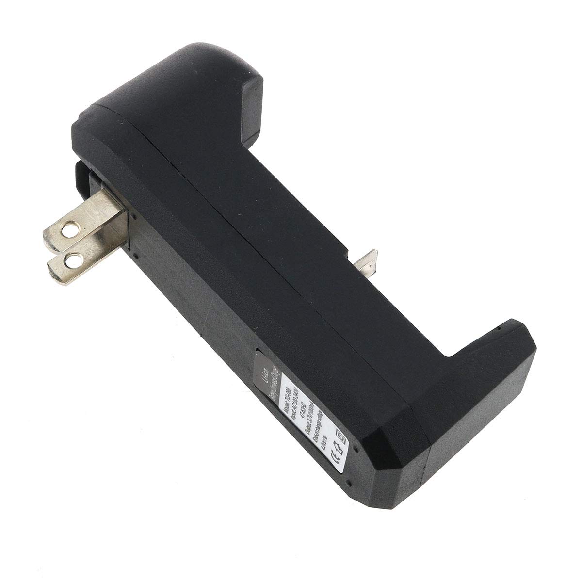 E-outstanding Black 3.7V Single Slot Wall Charger for 18650 18350 16340 14500 14000 Li-ion Rechargeable Batteries - Perfect for Flashlights, Vape Mods, and Electronic Devices