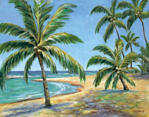 Bluegreen Beach Lounge Chairs Art Prints - Set of 2 Stretched Canvas Wall Art (14x11 in) Ready to Hang | Coastal Decor, Vacation Home, Living Room & Bedroom Wall Decor