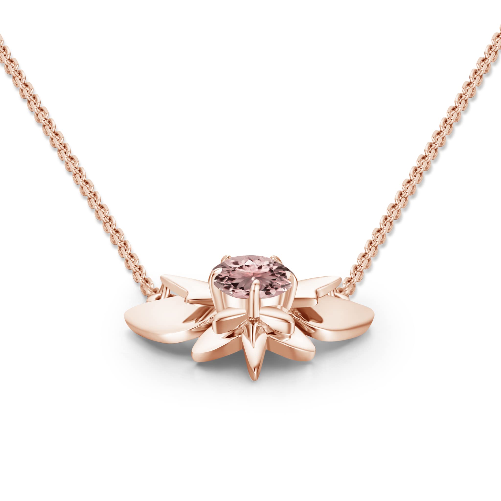 Morganite Butterfly Pendant Necklace - Dainty Gold Layering Charm Necklace - Alternative October Birthstone Jewelry - Minimalist & Tiny Necklace for Everyday Wear, Gift Giving & Special Occasions