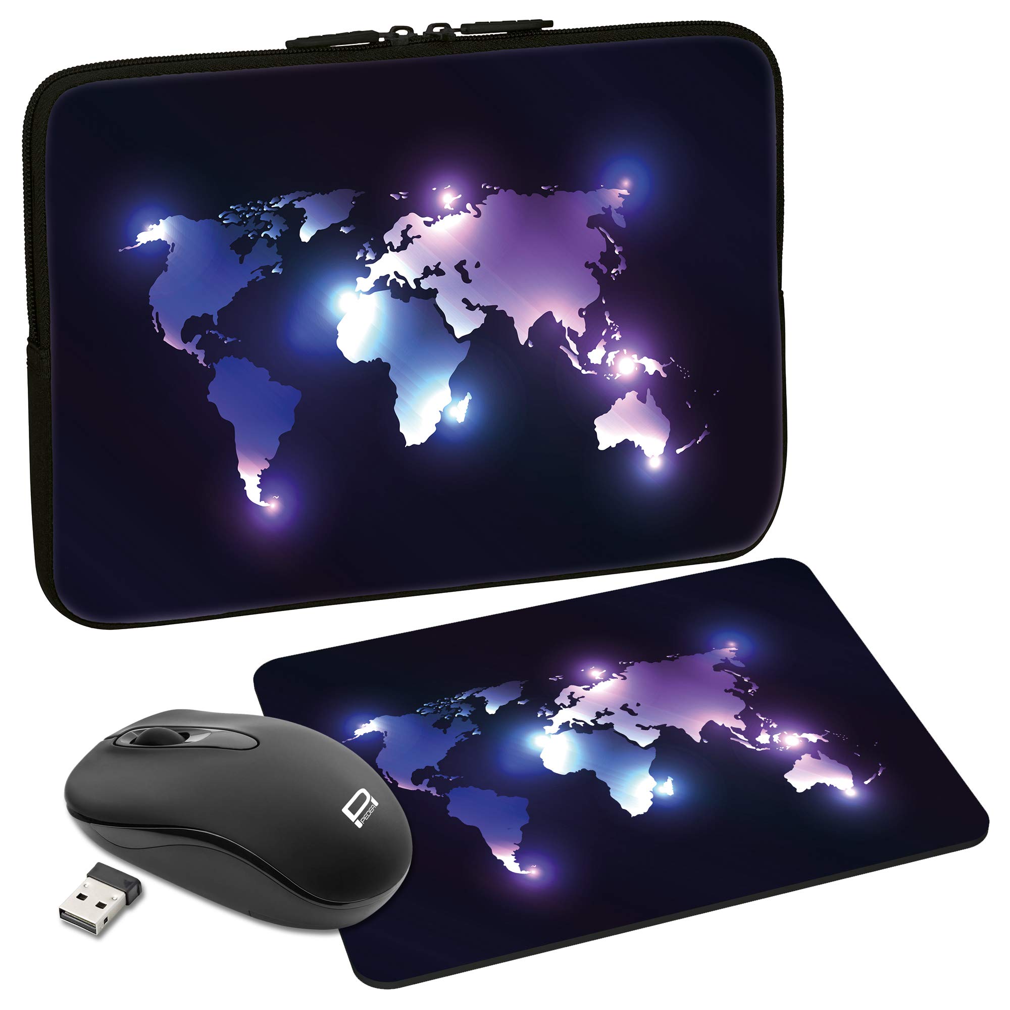 Stylish Dark World 13.3 Inch Vertical Laptop Hard Case Cover with Mouse & Mouse Pad - Perfect for Business Travel, School & Daily Commute