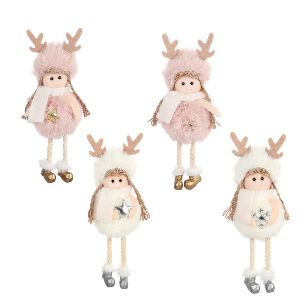 iBasenice Angel Doll Pendant Christmas Tree Ornaments - Set of 4 Handmade Xmas Hanging Decorations for Holiday Tree, Home & Gift Giving | Perfect for Christmas Decorations, Party Favors & Festive Home Decor