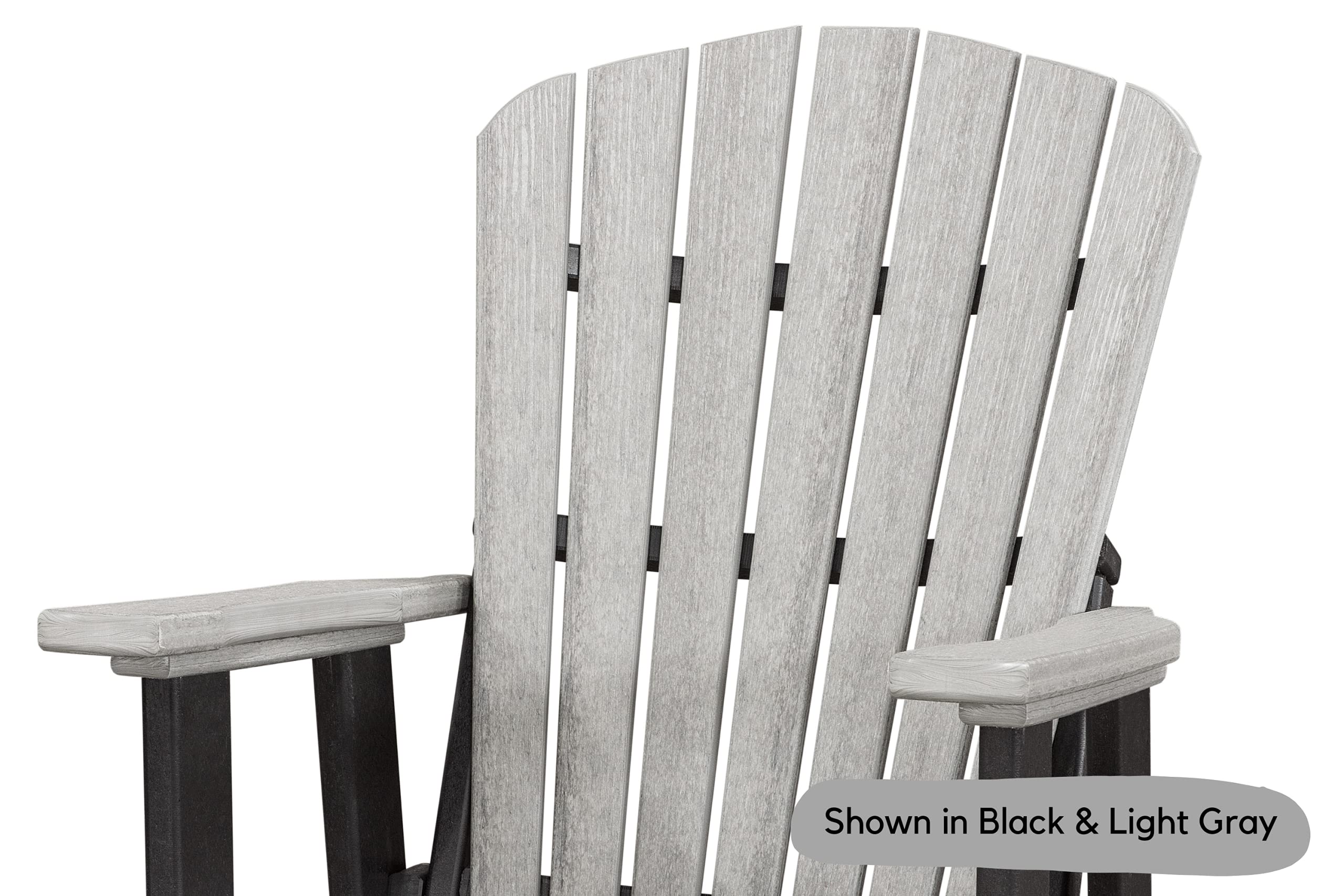Black & Light Gray Slat Fan Back Poly Adirondack Glider - Outdoor Patio Chair for Garden, Deck, Poolside & Porch Relaxation