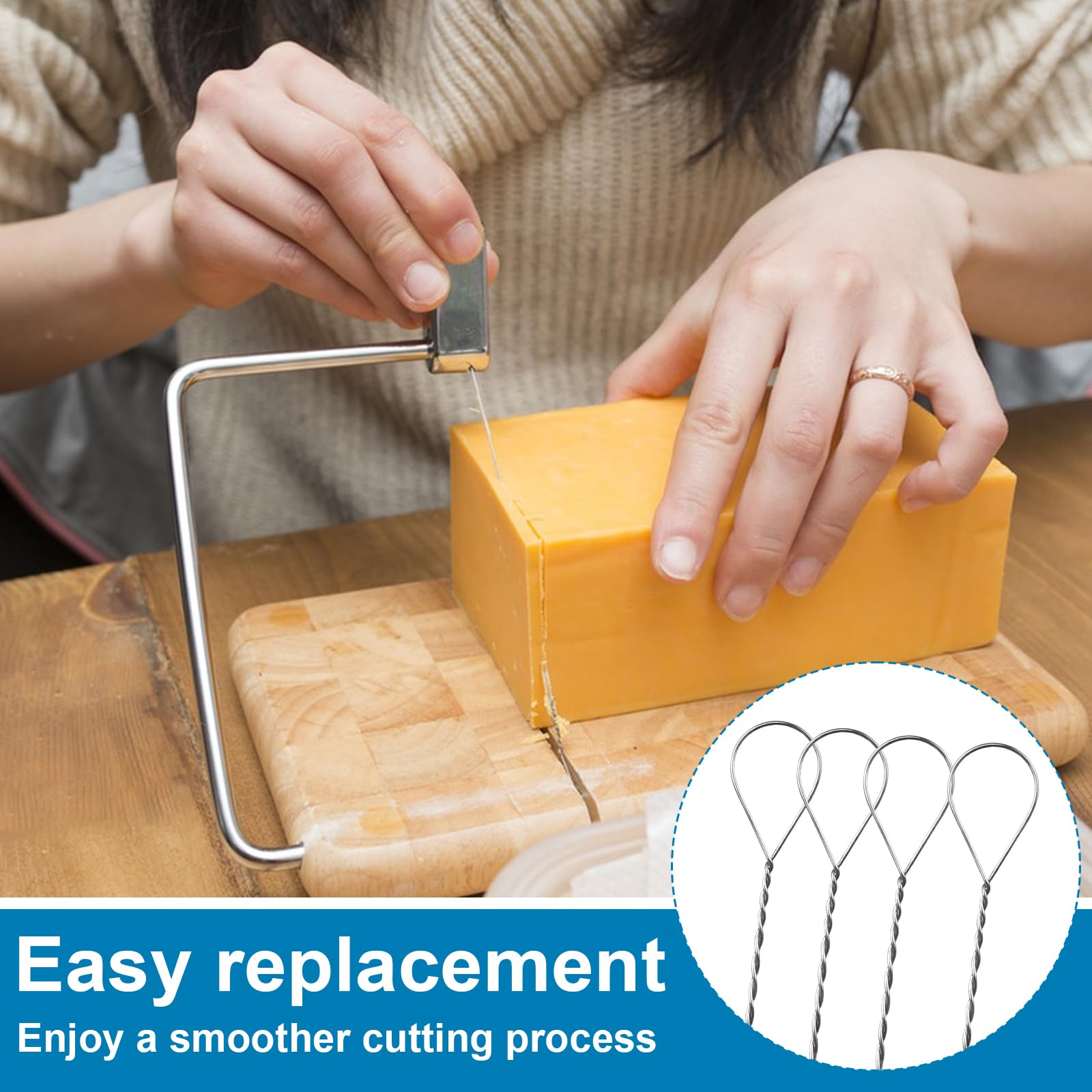 Giantree 12-Pack Stainless Steel Cheese Slicer Wires - 5.7 Inch Replacement Cheese Cutter Wires for Block Cheese, Marble Cheese & Butter - Durable Kitchen Tool for Cheese Boards, Charcuterie Platters & Food Prep