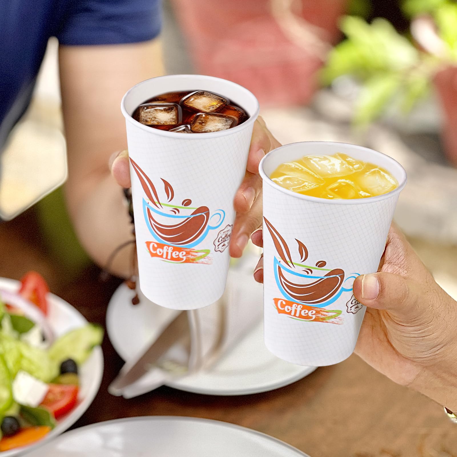 Lamosi 16 oz Disposable Paper Coffee Cups - 180 Pack, Leakproof Insulated Hot/Cold Drink Cups for Office, Cafe, Restaurant & Home Use - Perfect for Coffee, Tea, Hot Chocolate and Iced Beverages