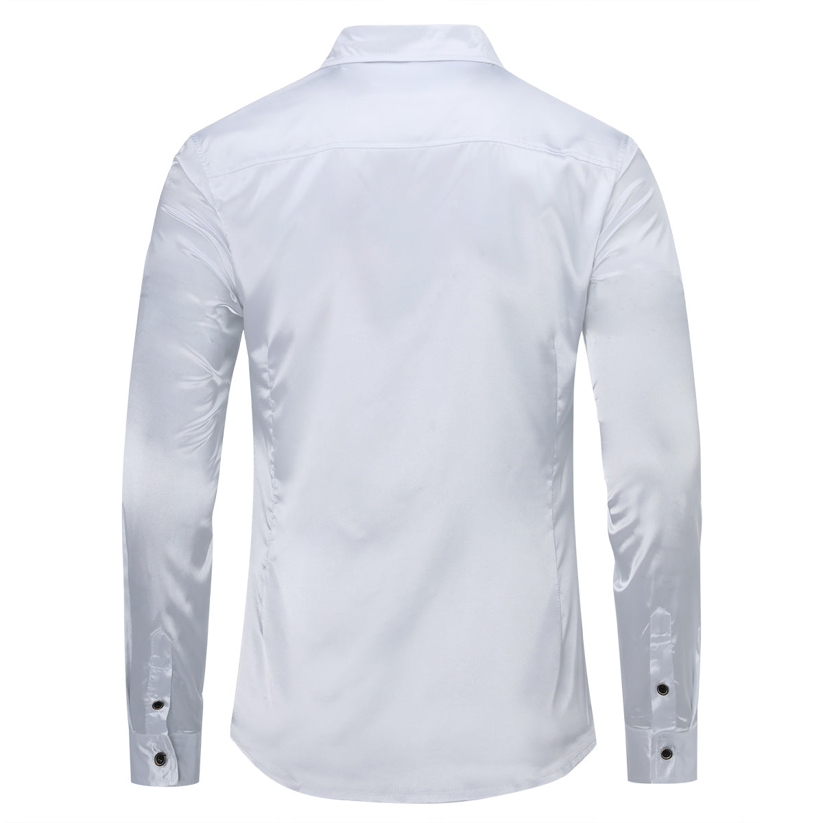 Stylish Men's Shiny Long Sleeve Lapel Dress Shirt - White Formal & Casual Button Down Shirt for Office, Party & Date Night Outfits