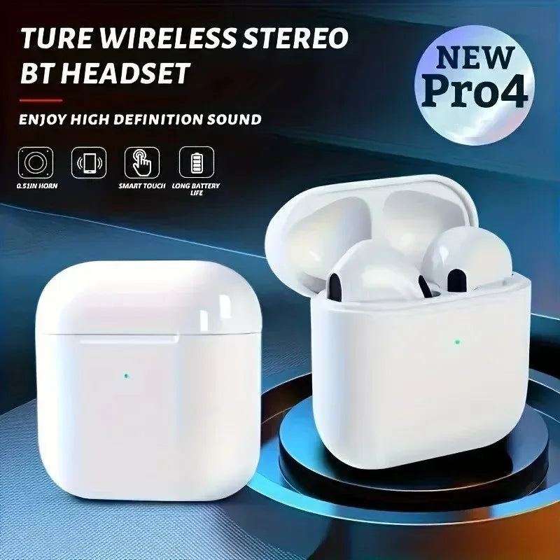 TWS Pro4 Wireless Bluetooth Earbuds - Mini In-Ear Headphones for iPhone & Android - Perfect for Running, Gaming & Music | Sweatproof Sport Earphones for Gym & Workout