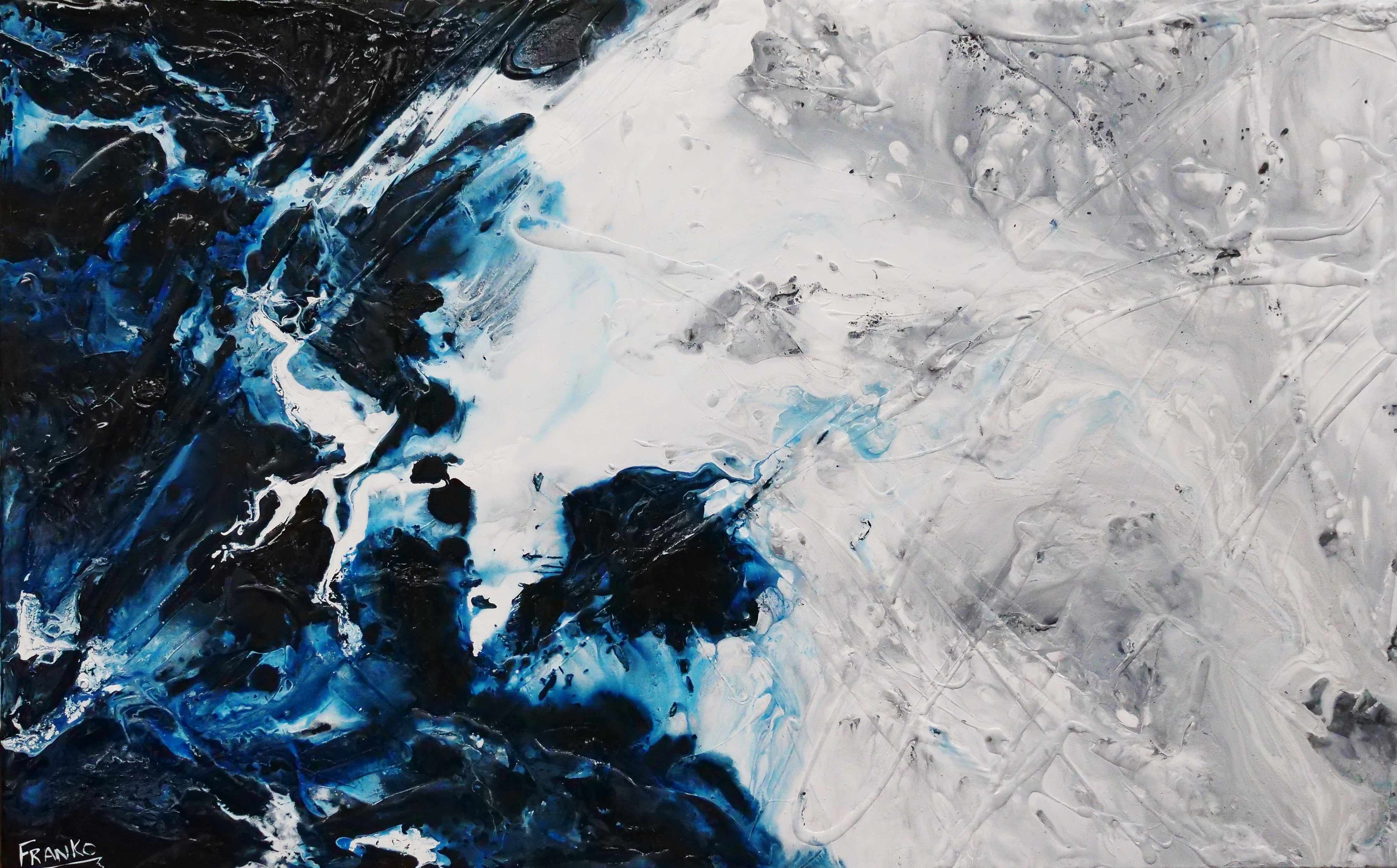 Midnight Genie 160cm x 100cm Blue Grey Textured Abstract Canvas Wall Art - Perfect for Living Room, Bedroom & Office Decor
