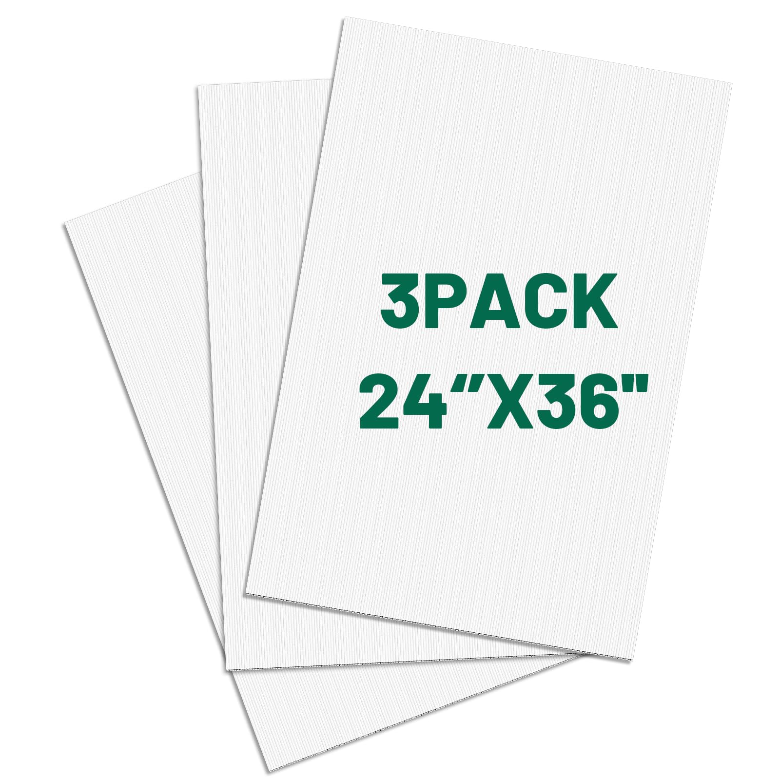 4mm Thick White Corrugated Plastic Sheets (24x36 Inches) - Pack of 3 Waterproof Coroplast Poster Boards for Indoor & Outdoor Signage, Displays, and DIY Projects - Lightweight & Durable Plastic Board