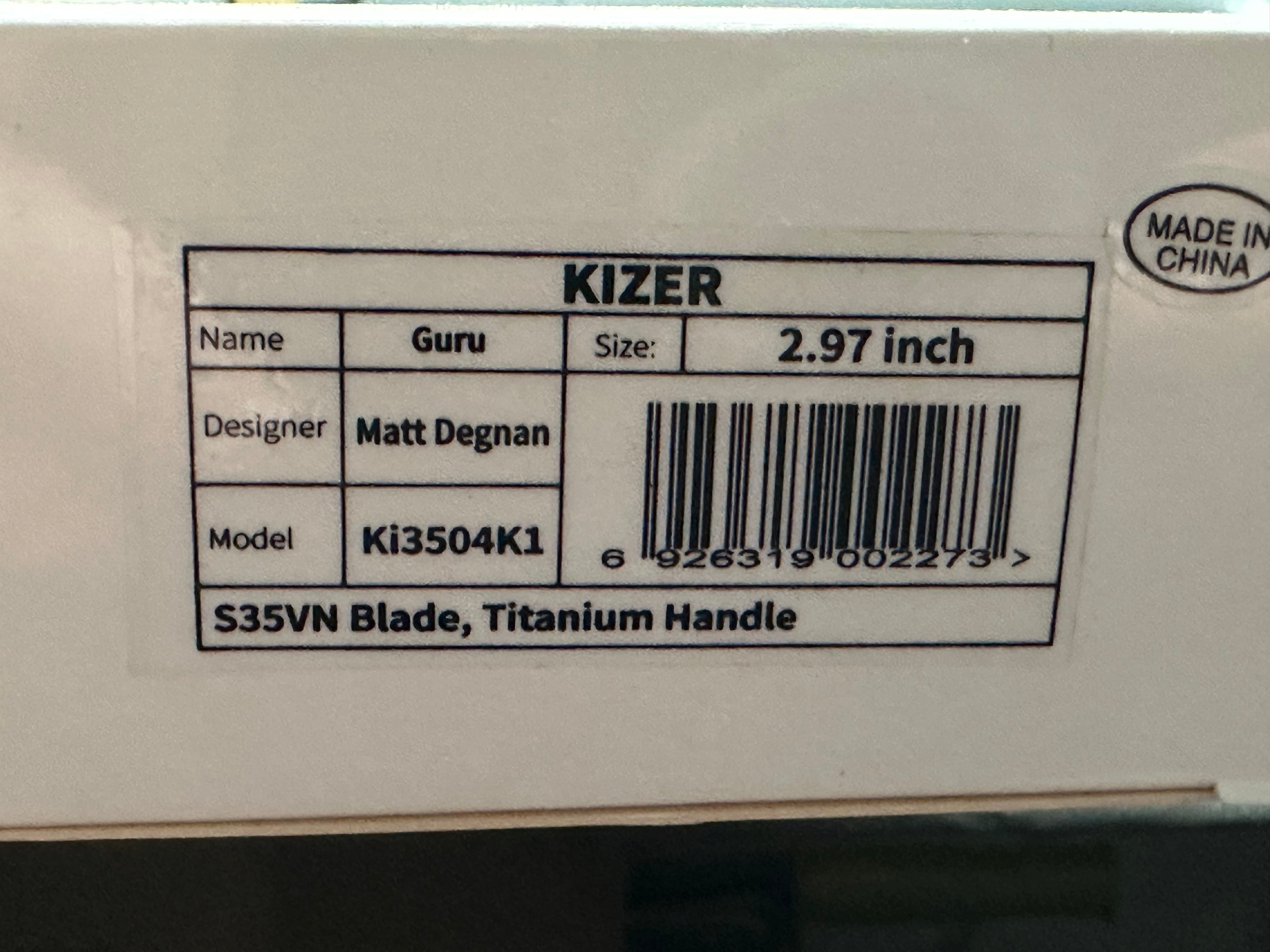 Kizer Guru Folding Pocket Knife - Ki 3504K1 with S35VN Steel Blade & Titanium Handle | Designed by Matt Degnan | EDC, Camping, Hiking & Outdoor Survival Tool