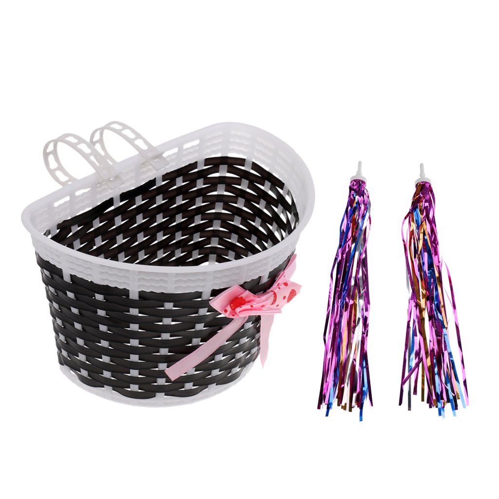 Fityle Kids Bicycle Streamers & Tassels - Colorful Handlebar Decorations with Plastic Front Basket for Boys & Girls - Perfect for Birthday Gifts, Bike Parades & Outdoor Cycling Fun