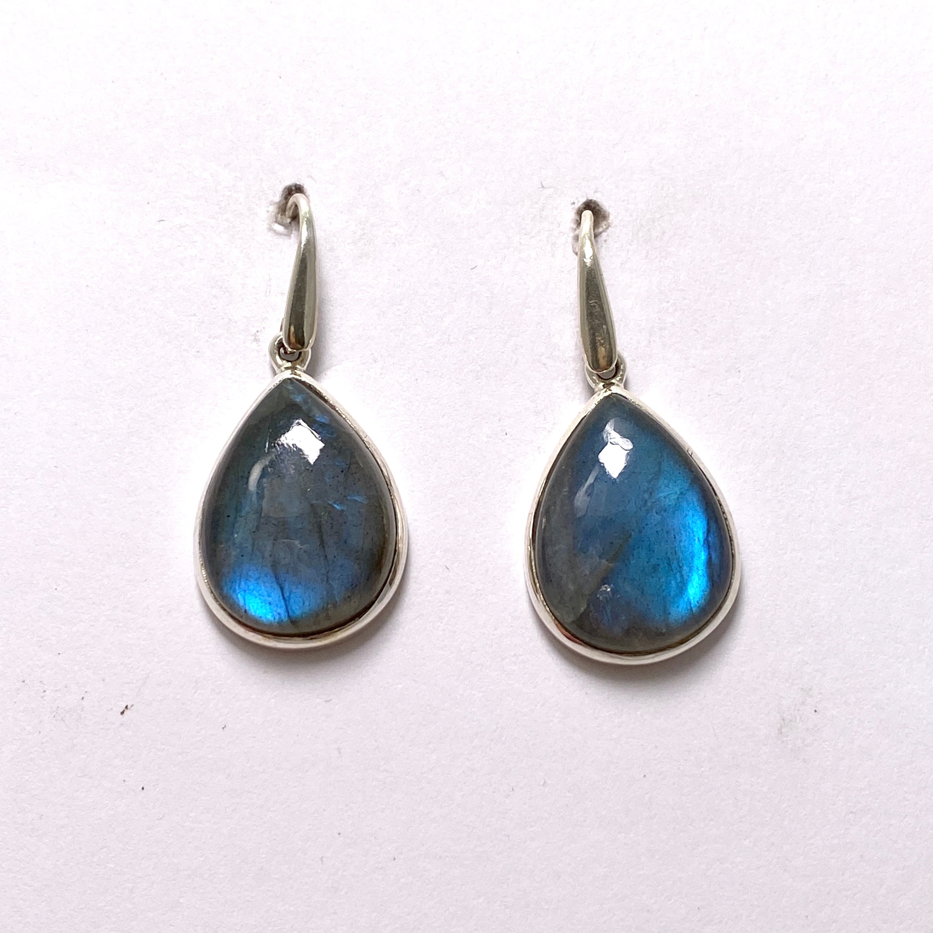 Labradorite Teardrop Cabochon Earrings - Handmade Sterling Silver Dangle Earrings for Women | Perfect for Boho Style, Wedding & Everyday Wear