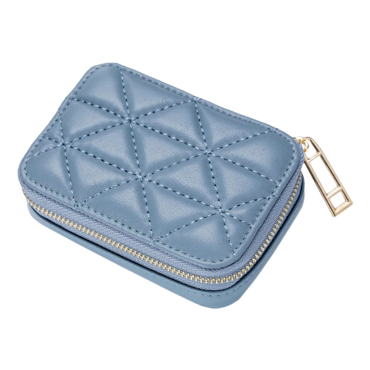Stylish Portable Makeup Bag with Mirror - PU Leather Cosmetic Organizer for Lipstick, Brushes & Travel Essentials | Perfect for Travel, Gym & Daily Use (Blue)