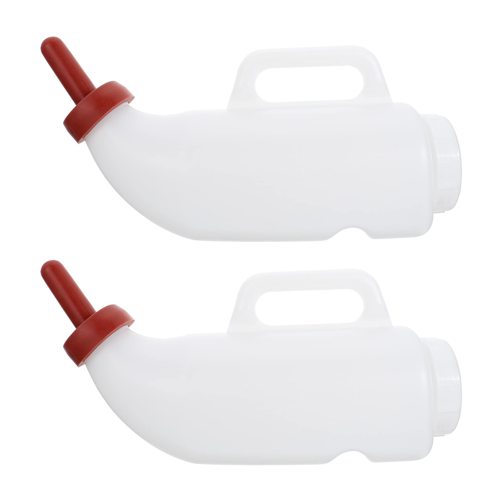 2 Sets Animal Feeding Bottle with Handle - Nursing Milk Bottle for Lambs, Piglets, Sheep & Livestock - Durable White Feeder for Farm, Ranch & Pet Care (Great for Newborns & Weaning)