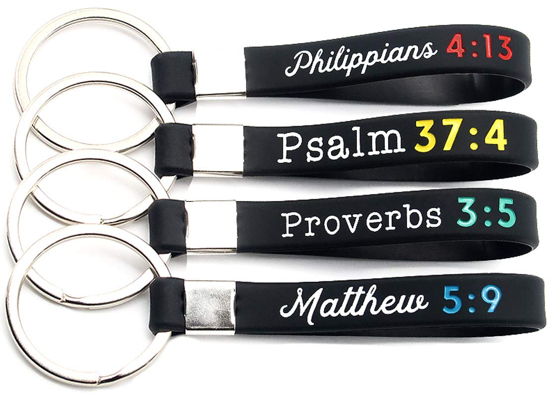 Bible Verse Keychains - Philippians 4:13, Psalm 37:4 - Christian Gifts for Faithful Men & Women - Perfect for Daily Inspiration & Church Events