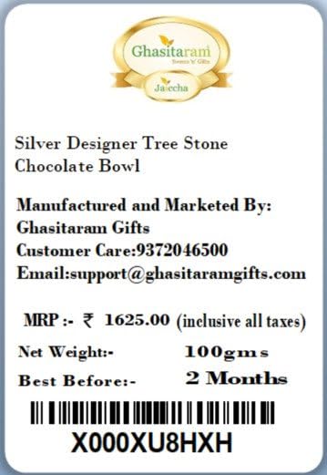 Ghasitaram Silver Chocolate Bowl - Elegant Tree Stone Design for Gifts & Parties