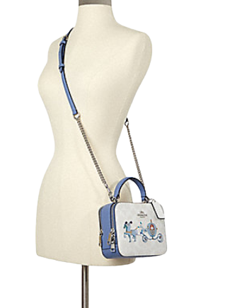 Coach Disney X Coach Box Crossbody Bag in Signature Canvas with Cinderella Print - Stylish Mini Purse for Women, Perfect for Parties, Date Nights & Disney Vacations