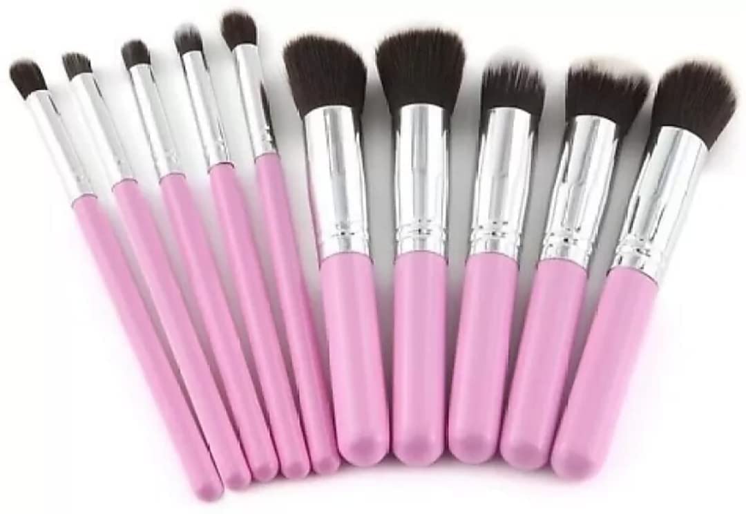 MASTADI Professional 10-Piece Fiber Bristle Makeup Brush Set for Women & Girls - Soft Kabuki, Foundation, Blending, Eyeshadow Brushes - Perfect for Daily Makeup, Contouring & Professional Makeup Artist Kit