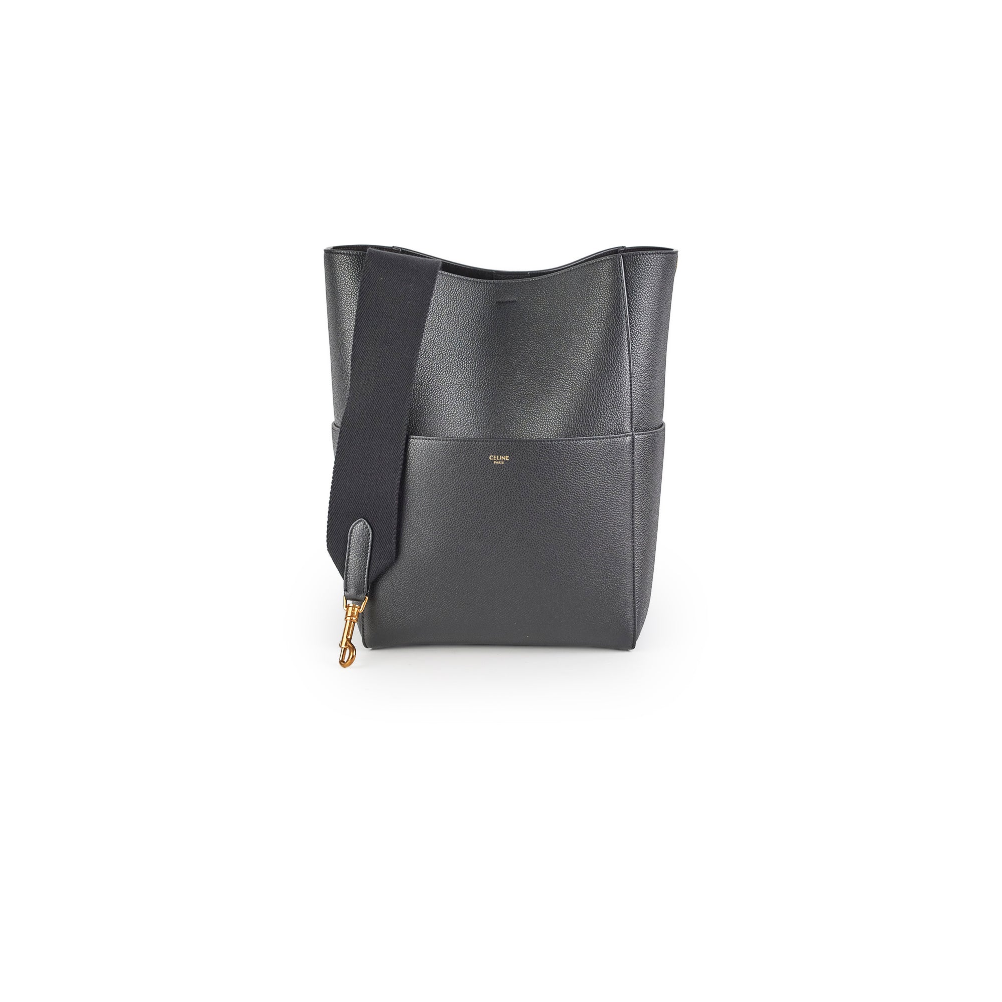Celine Seau Sangle Tote Bag - Premium Black Leather Handbag for Women | Stylish Shoulder Bag for Work, Travel & Everyday Use
