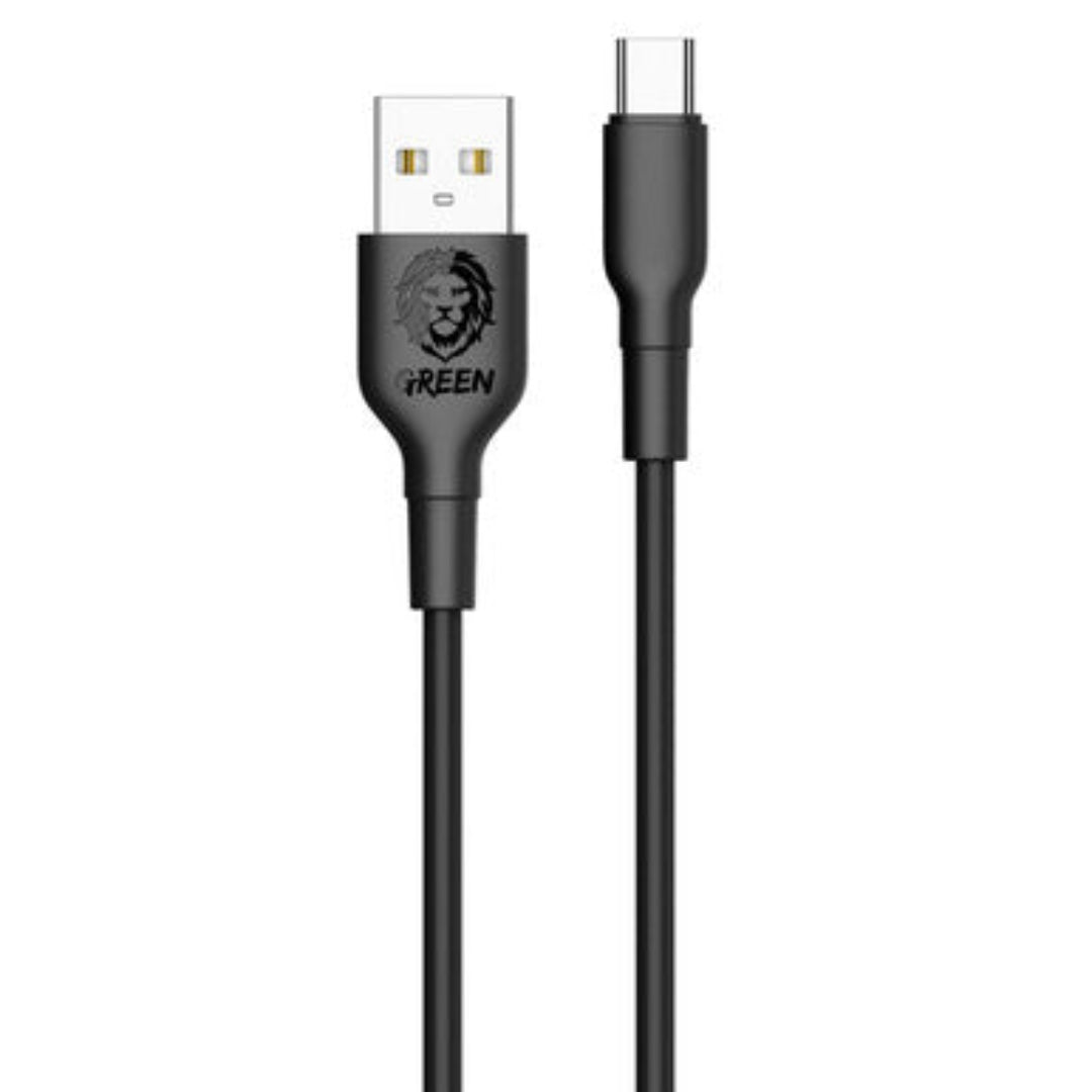 Fast Charging Green PVC Type C Cable 1.2m 2A - Durable USB C Charger Cord for iPhone 15, Samsung Galaxy, iPad & More - Perfect for Home, Office & Travel