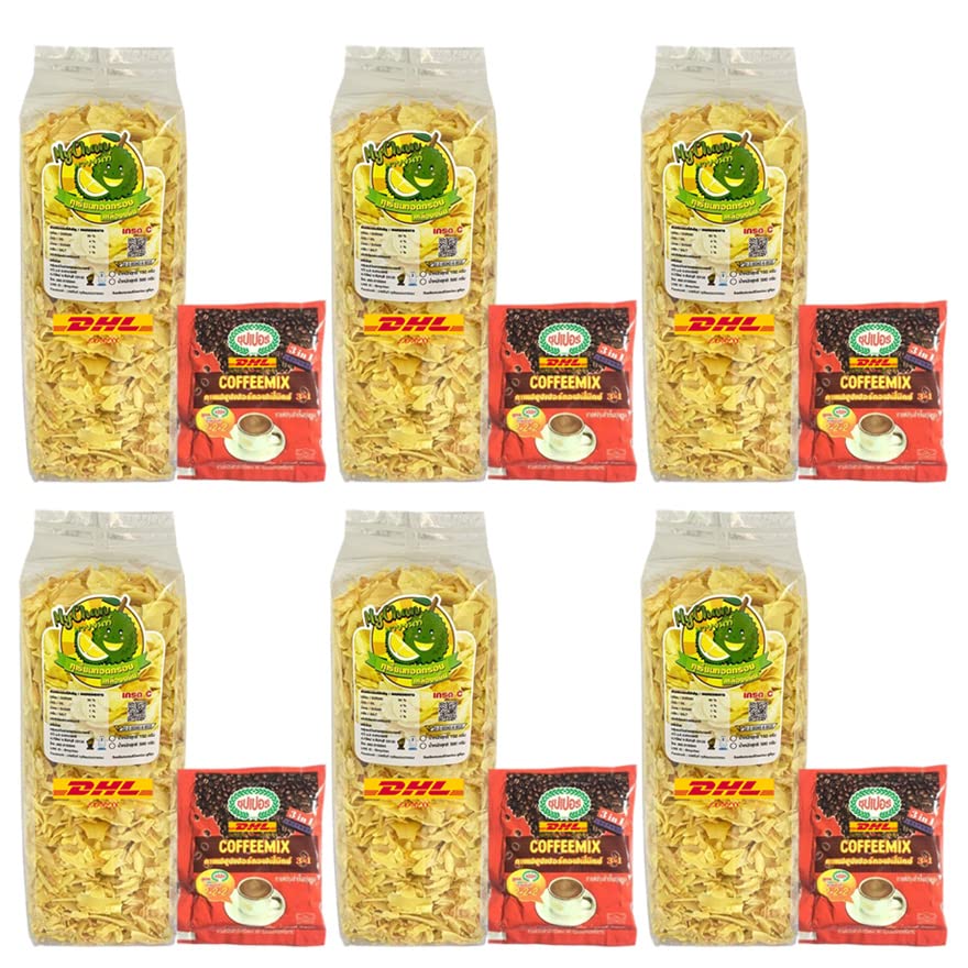 Crispy Fried Durian Chips 500g - Exotic Thai Yellow Durian Snack, Vegan & Healthy, 6-Pack Set - Perfect for Parties, Gifts & Movie Nights - Fast DHL Shipping