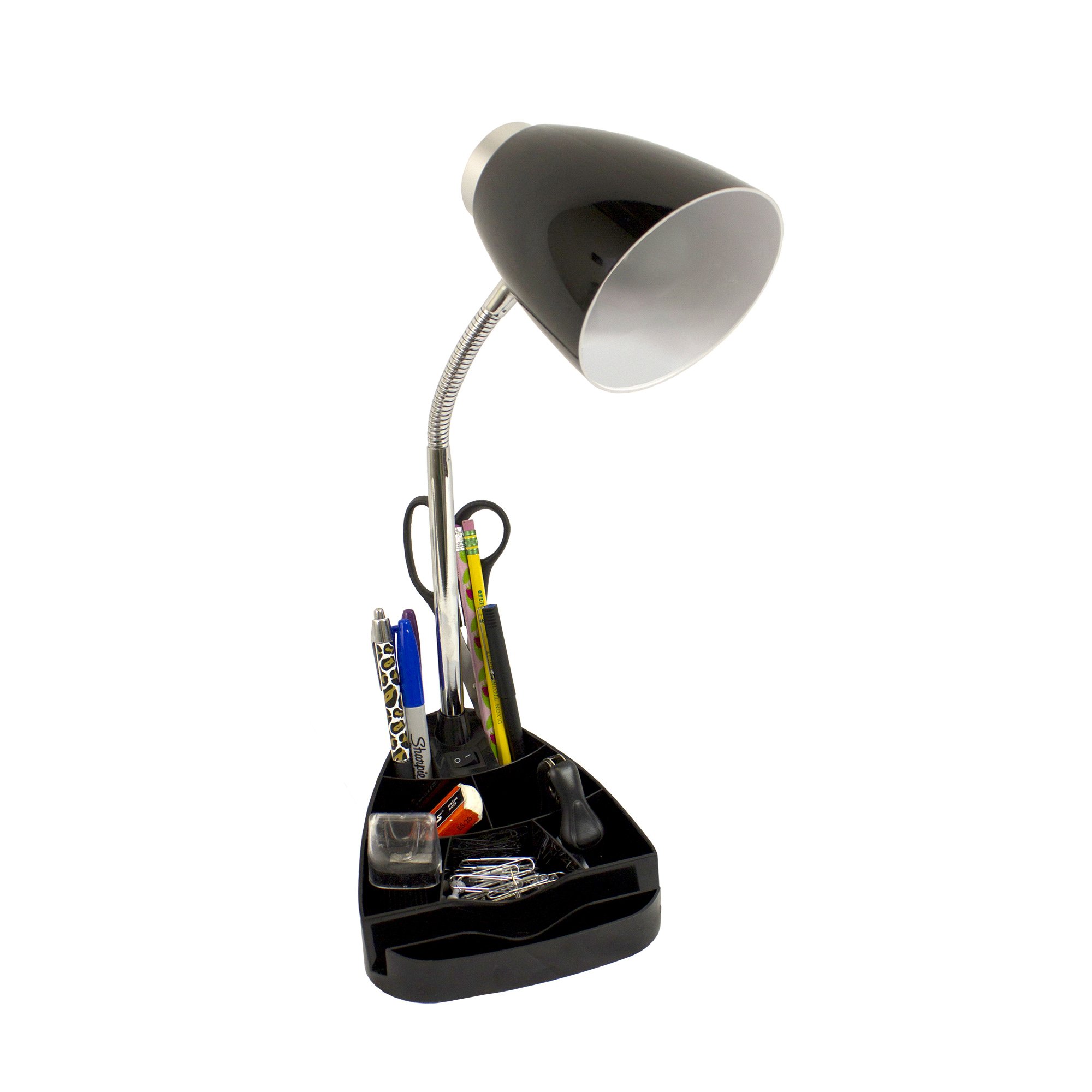 Simple Designs LD1002-BLK Gooseneck Desk Organizer Lamp with Adjustable Tablet Stand & Book Holder - Black (6 Pack) - Perfect for Home Office, Study & Reading Nook