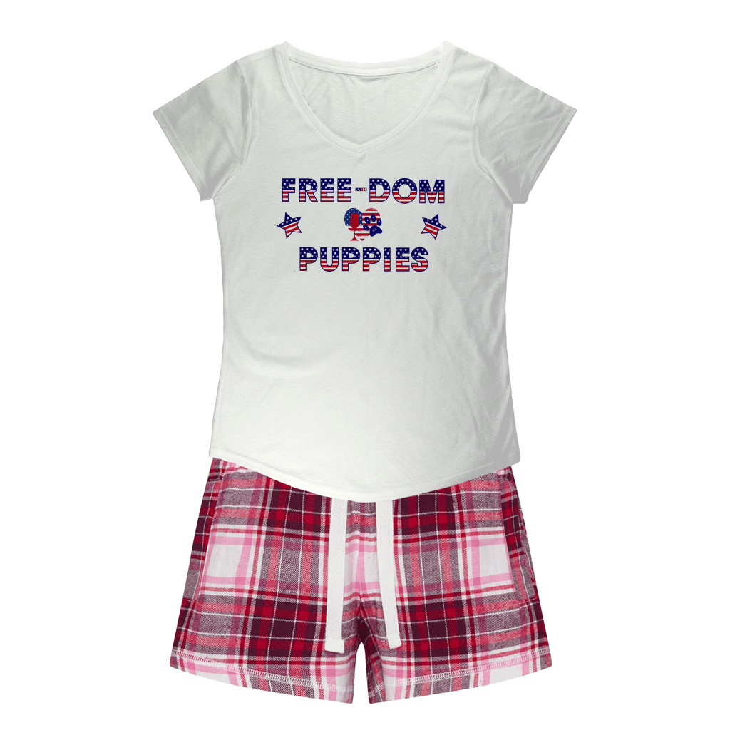 White Tee / Red Pink Short