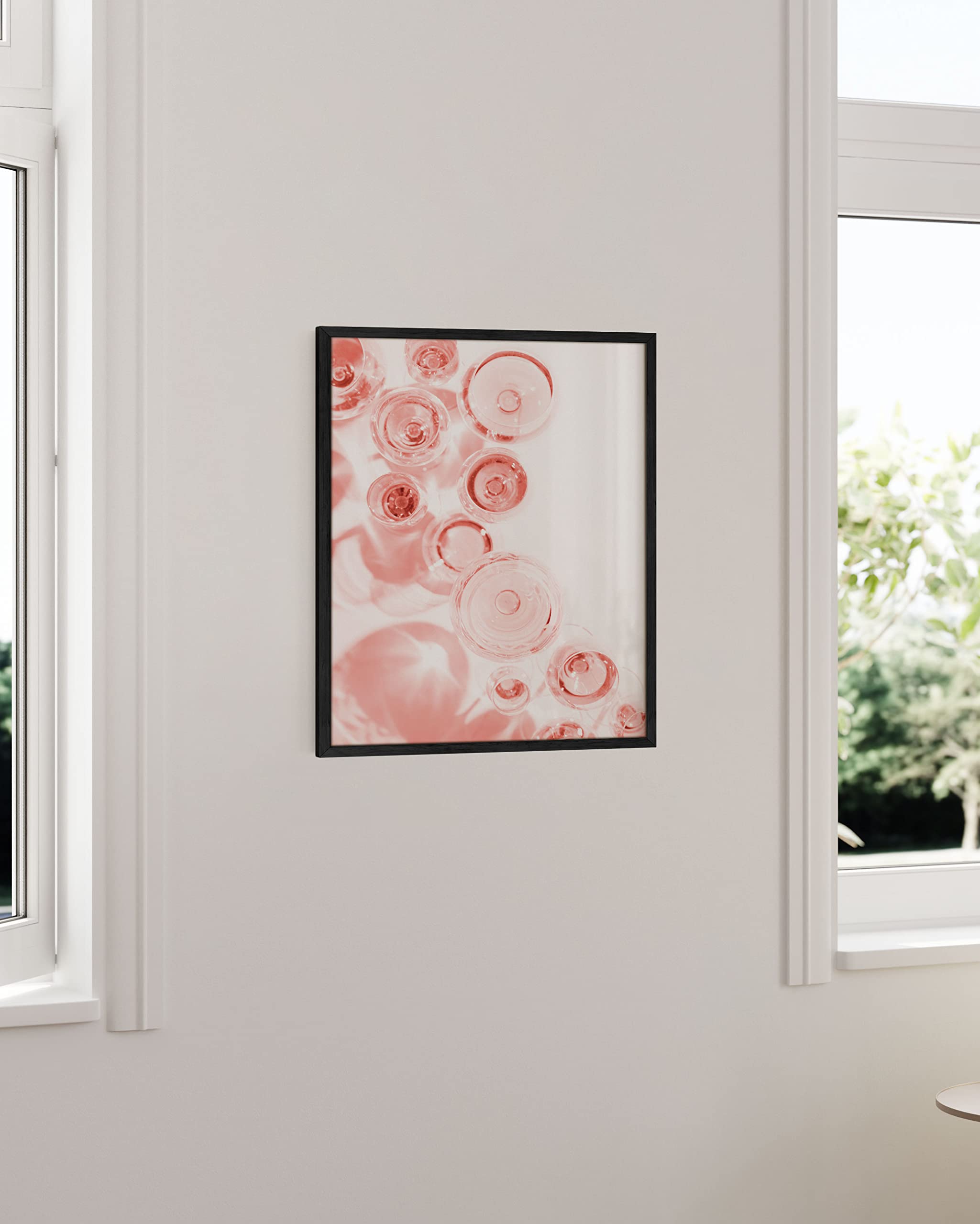 HAUS AND HUES Blush Pink Champagne Flute Wall Art Print - 16” x 20” Unframed Decor for Bedroom, Living Room & Dining Room | Elegant Pink Floral Painting for Women's Home Decor | Perfect for Housewarming, Wedding & Birthday Gifts