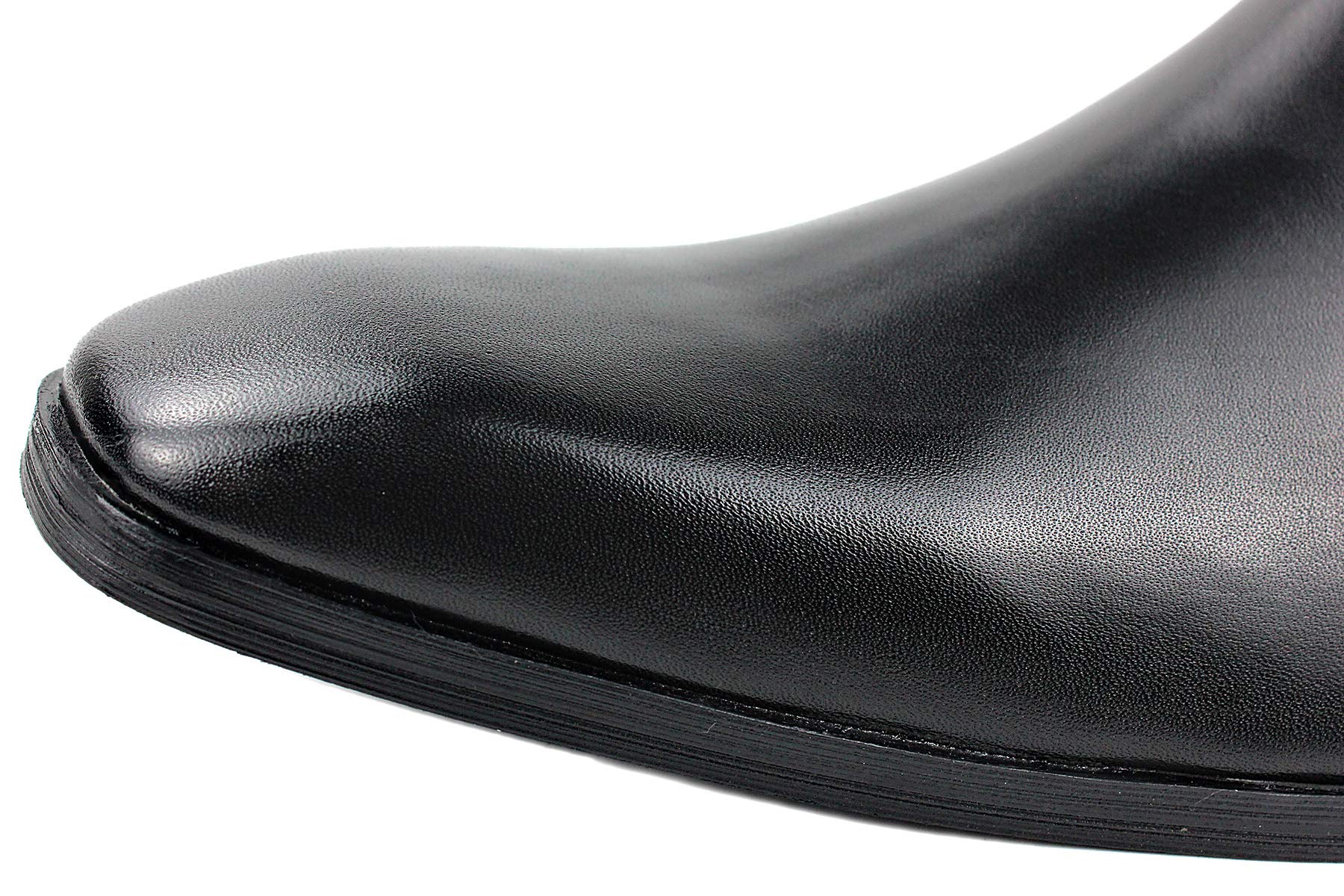 OSSTONE Men's Leather Chelsea Ankle Boots - Side Zipper Chukka Motorcycle Boots with Retro Heel - JY017-R - Perfect for Casual Wear, Motorcycle Riding & Dress Occasions