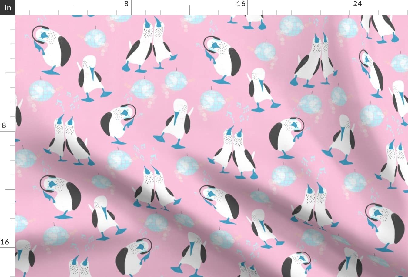 Blue Birds Dancing Music Disco Print Minky Fabric Fat Quarter - Soft Plush Fabric for Sewing Baby Blankets, Quilts & Hip Hop Dance Costumes - Perfect for DIY Crafts & Home Decor