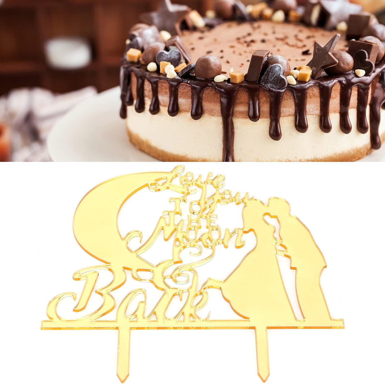 Golden Non-Toxic Acrylic Cake Toppers - Elegant Cake Decorations for Birthdays, Weddings & Special Occasions | Safe Cake Picks for Professional & Home Baking