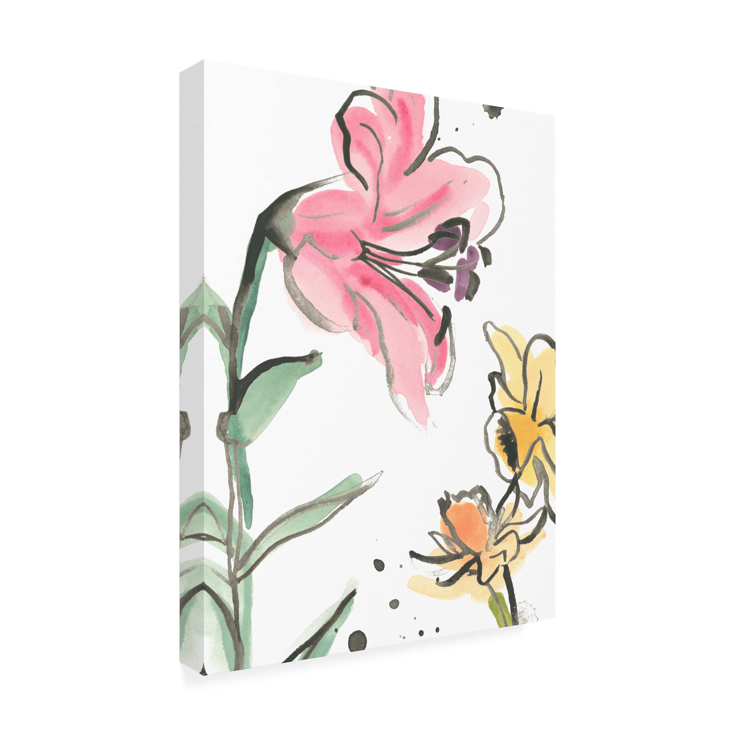 Trademark Fine Art 'Ink Wash Garden V' Canvas Wall Art Print by June Erica Vess - Modern Asian Landscape Painting for Living Room, Bedroom & Office Decor