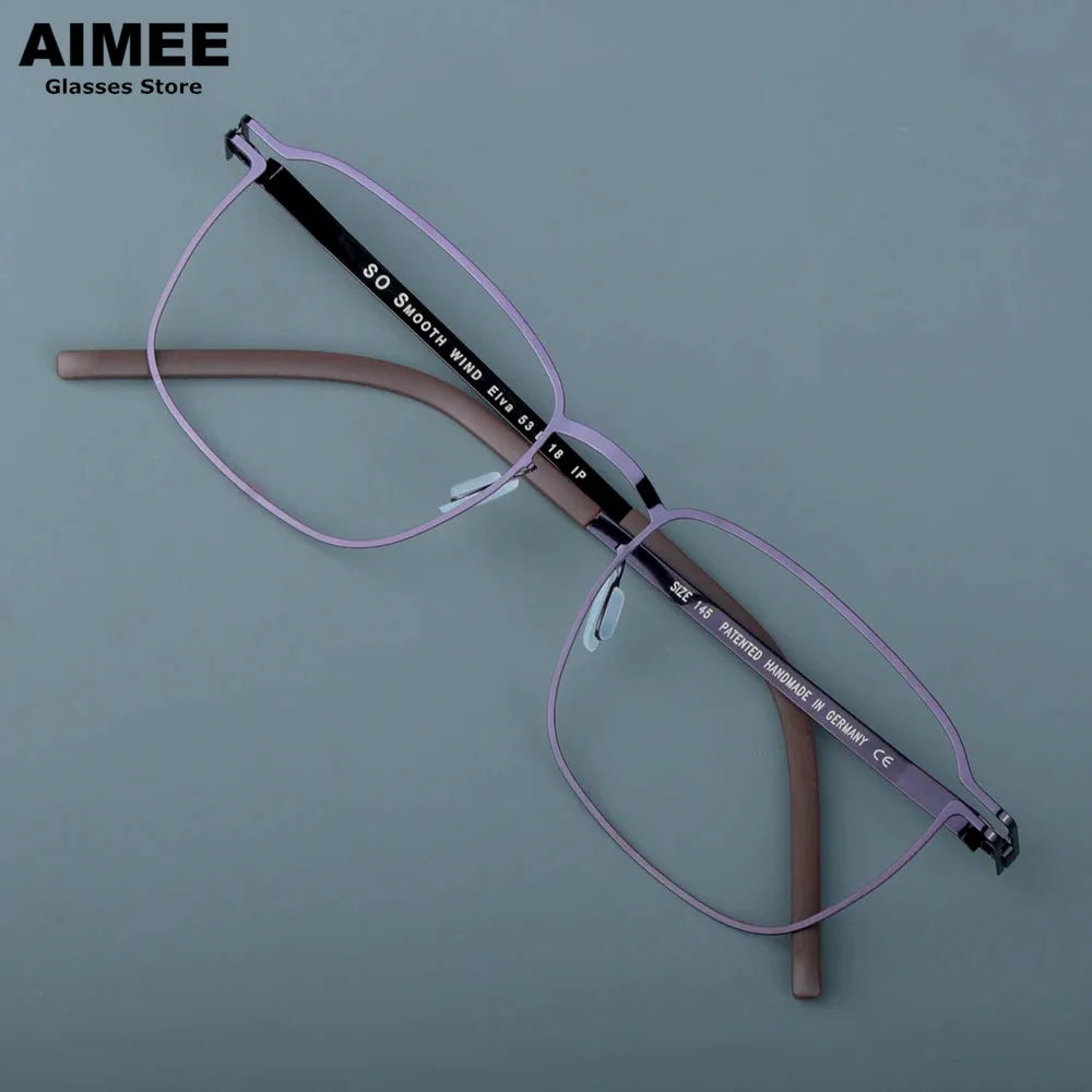 Aimee Unisex Full Rim Square Screwless Steel Eyeglasses Frame 14318 | Lightweight Durable Glasses for Men & Women | Perfect for Reading, Work, and Daily Wear
