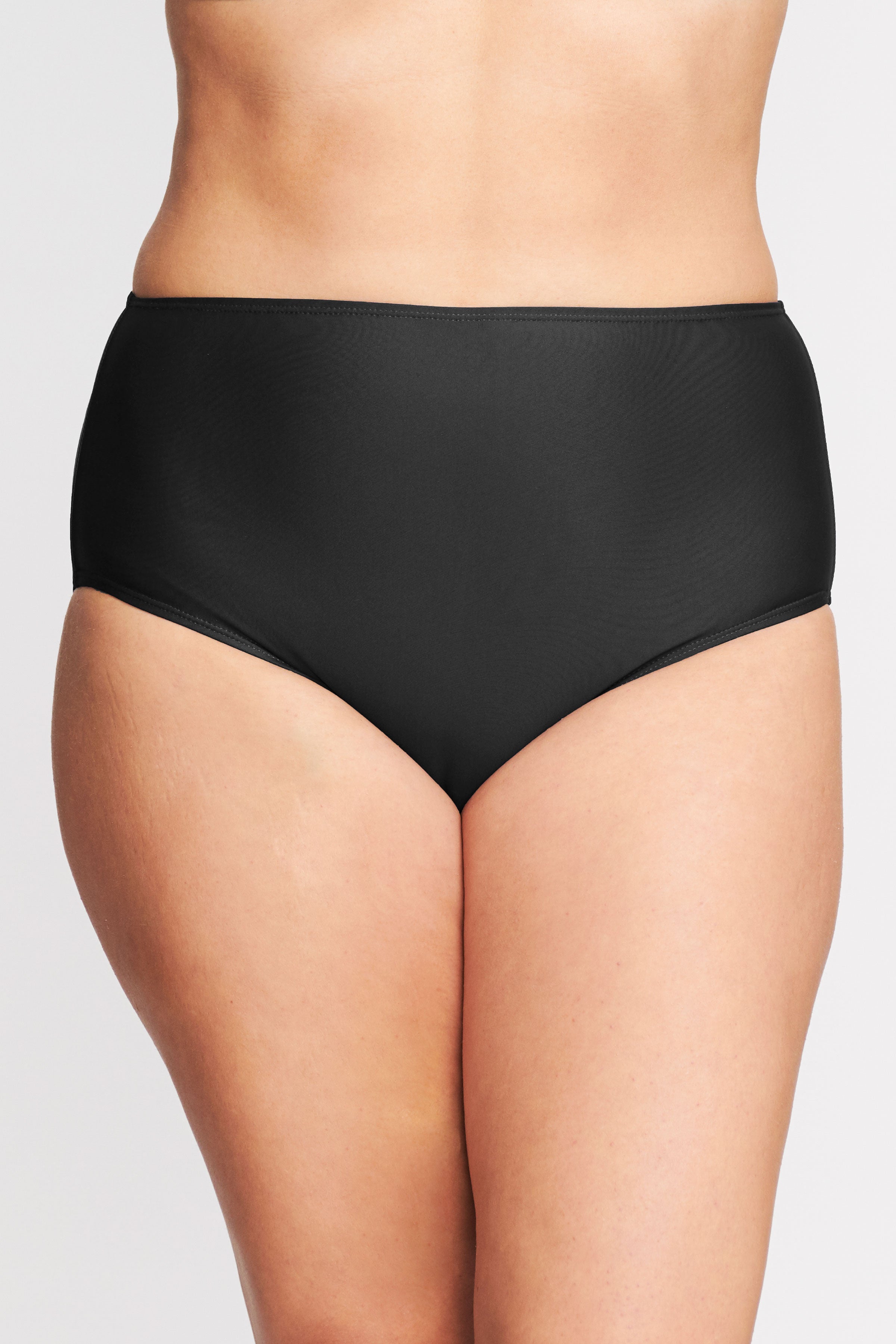 Plus Size Mid Waist Briefs for Women - Solid Black Cotton Underwear - Comfortable Everyday Wear for Work & Home