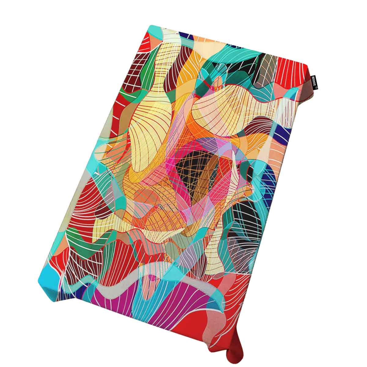 HOSNYE Colorful Abstract Tablecloth for Rectangle Tables 60x104 Inch - Vibrant Striped Design for Kitchen, Dining Room, Party, Holiday Dinner & Wedding Decor - Waterproof & Washable Polyester Fabric