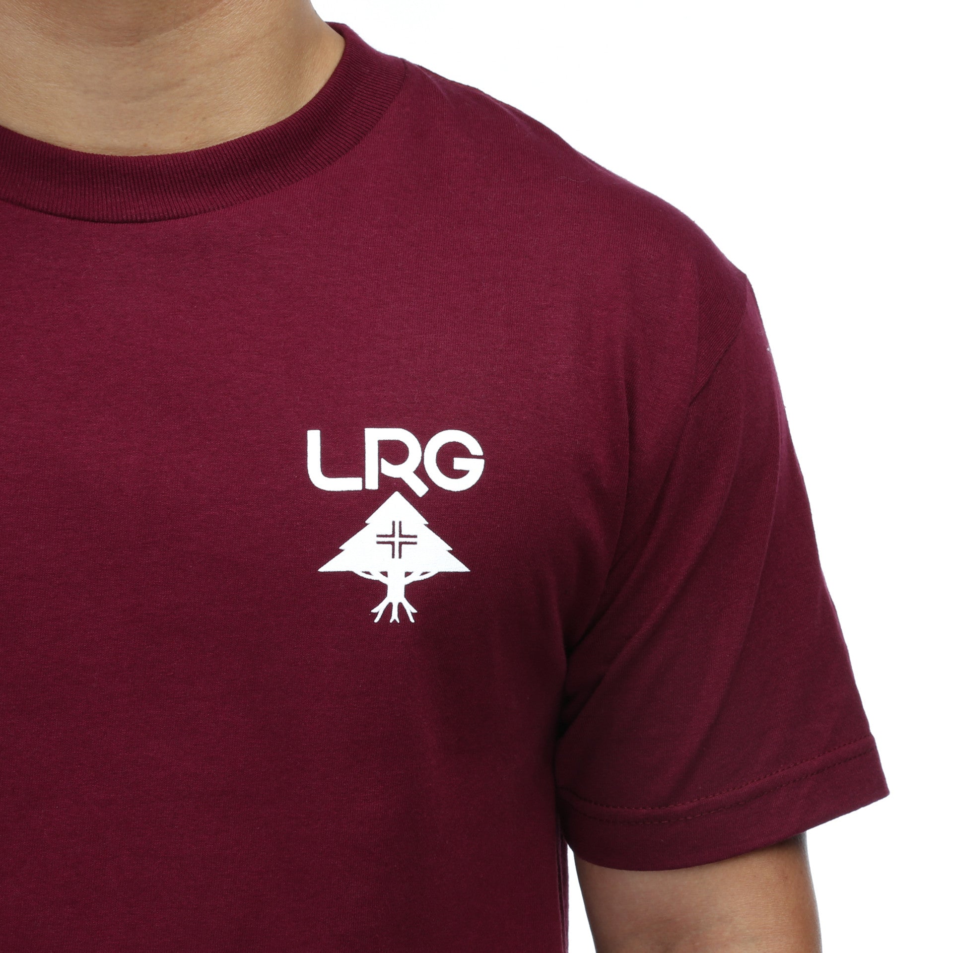 LRG Logo Plus Tee - Burgundy Red Cotton T-Shirt for Men | Casual Streetwear & Graphic Tee for Everyday Wear