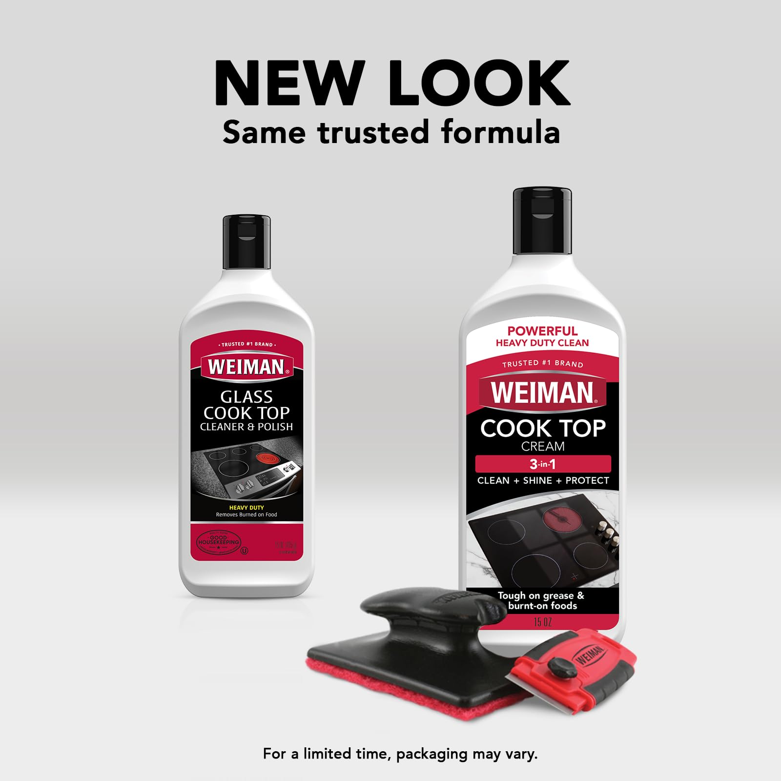 Weiman Cooktop and Stove Top Cleaner Kit - 10 oz Glass Cooktop Cleaner & Polish with Scrubbing Pad, Razor Scraper & Cleaning Tool | For Ceramic, Induction & Electric Stoves | Quick Burner Stain Removal & Surface Protection