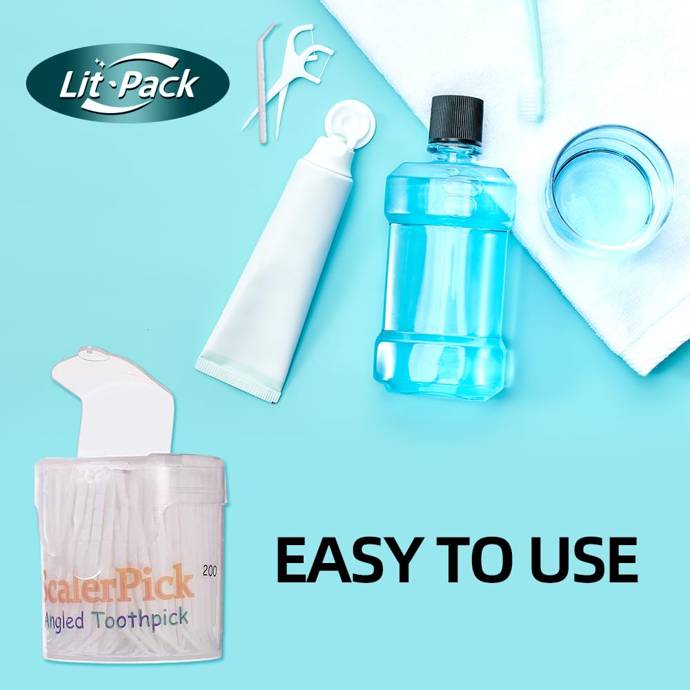 **Angled Toothpick Scaler - White Plastic Dental Cleaning Tool with Curved Hook & Colorful Bottle (2-Pack) - Perfect for Oral Hygiene, Travel & Home Use**