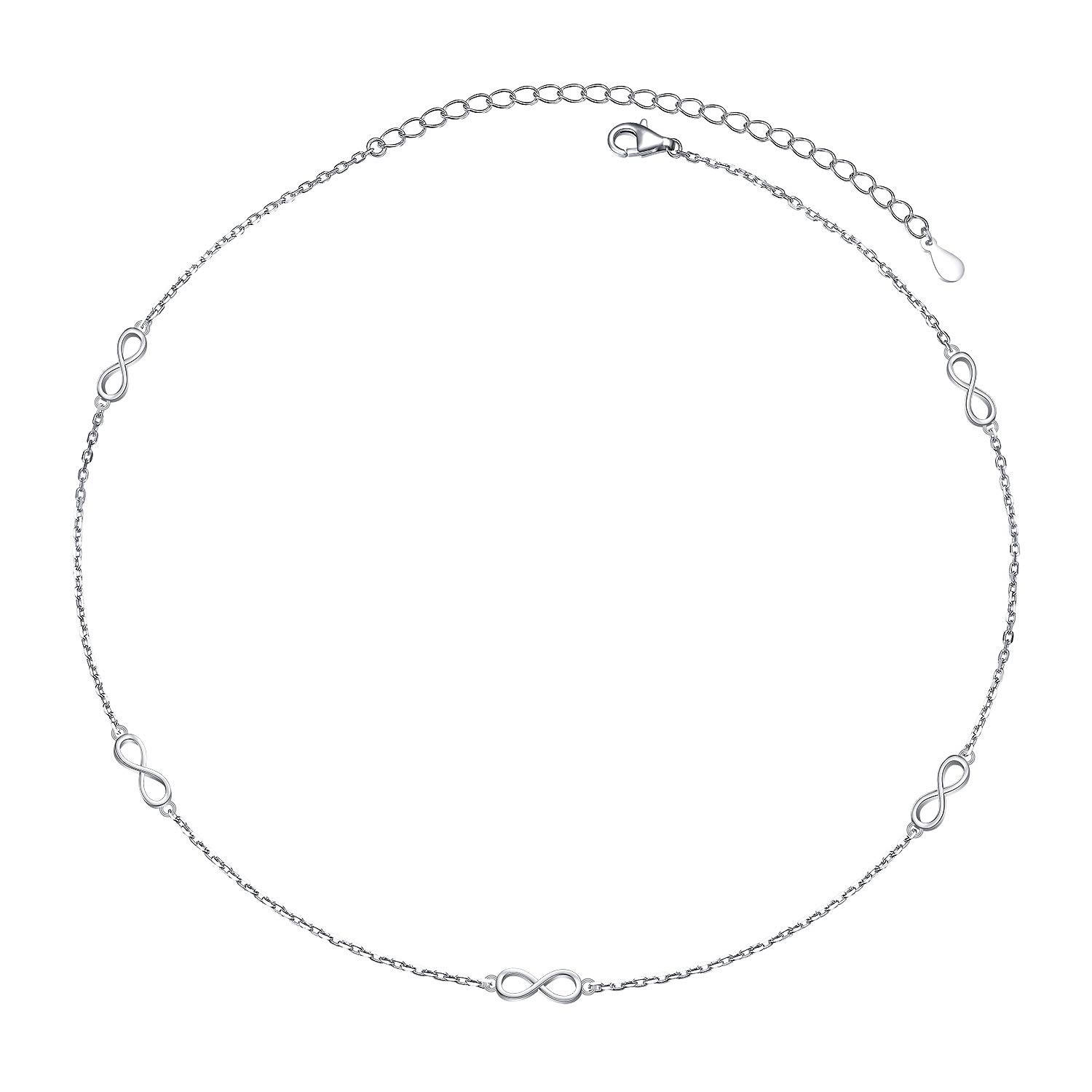 925 Sterling Silver Infinity Choker Necklace for Women - Dainty Short Pendant Chain Jewelry Gift for Her - Perfect for Valentine's Day, Anniversary & Everyday Wear