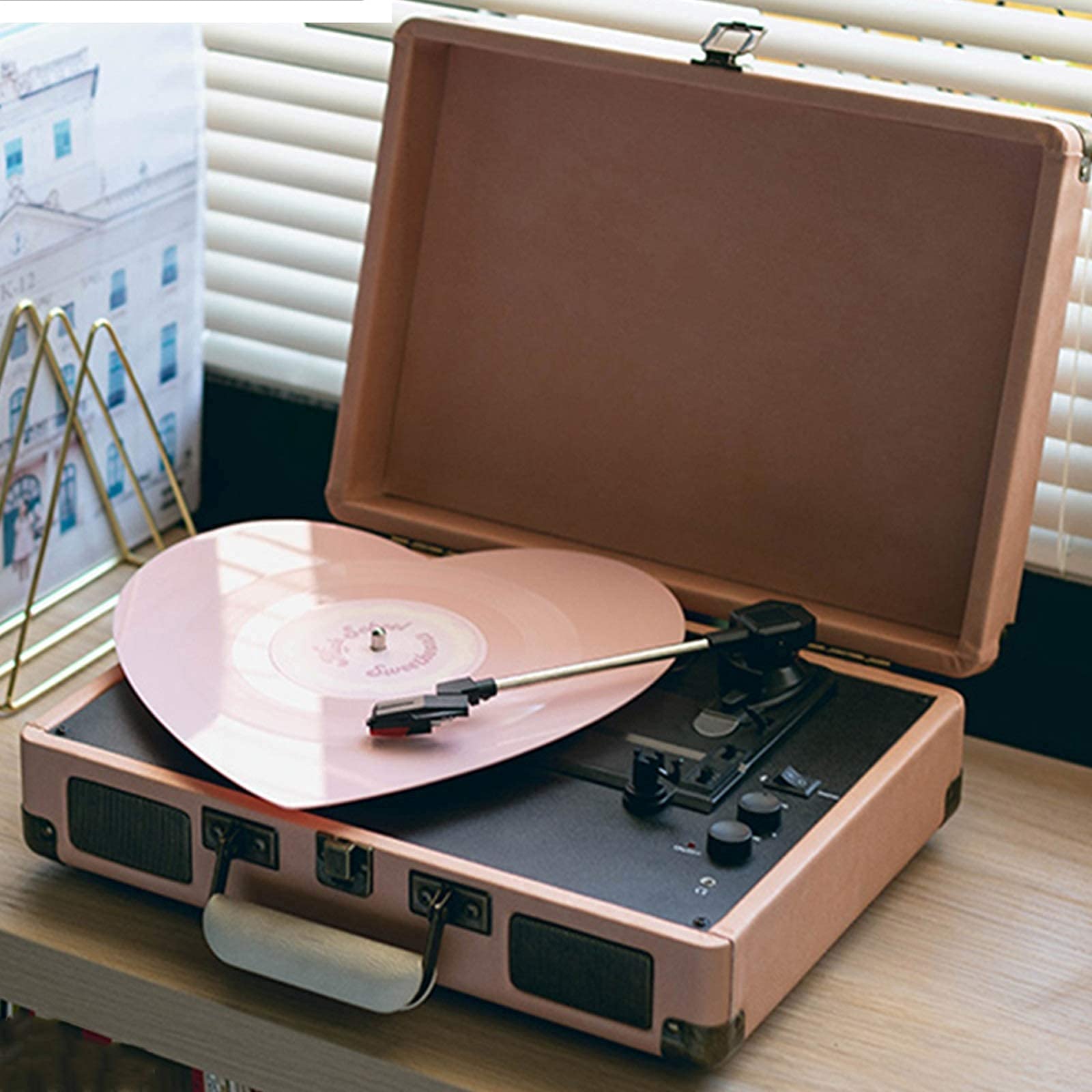 MaGiLL Retro Bluetooth Record Player Briefcase - Portable Vinyl Player with Built-in Speakers, Wireless Playback & Vintage Design - Perfect for Home, Office & Outdoor Music Listening