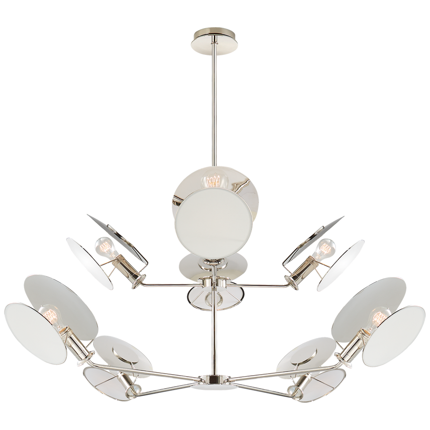 Apollo Large Crystal Chandelier with Reflector - Modern Ceiling Light Fixture for Dining Room, Living Room & Bedroom Lighting Decor