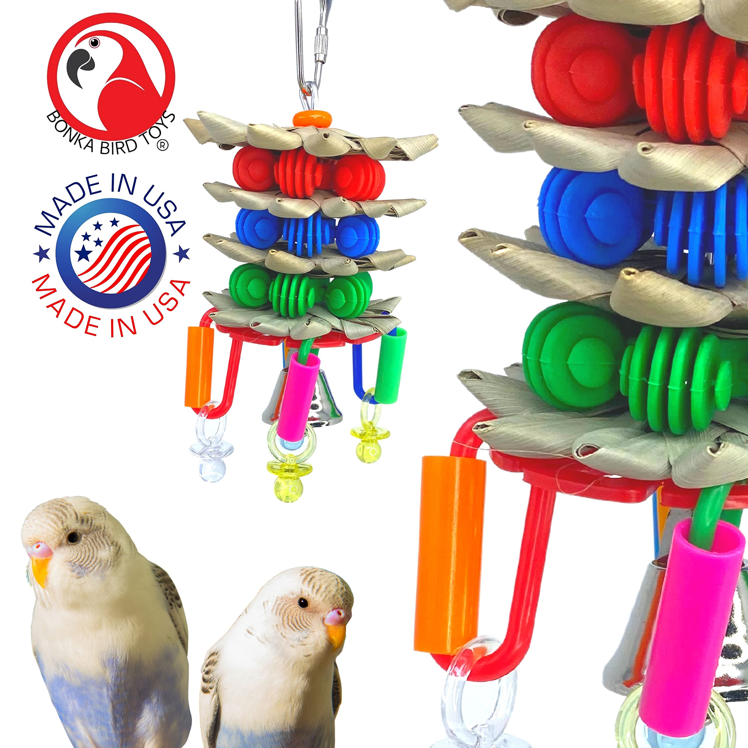 Bonka Bird Toys 3648 Bumpy Flower Chew Toy for Small Birds - Natural Wooden Parrot Toy for Cockatiels, Parakeets & Lovebirds - Perfect for Cage Enrichment & Beak Exercise
