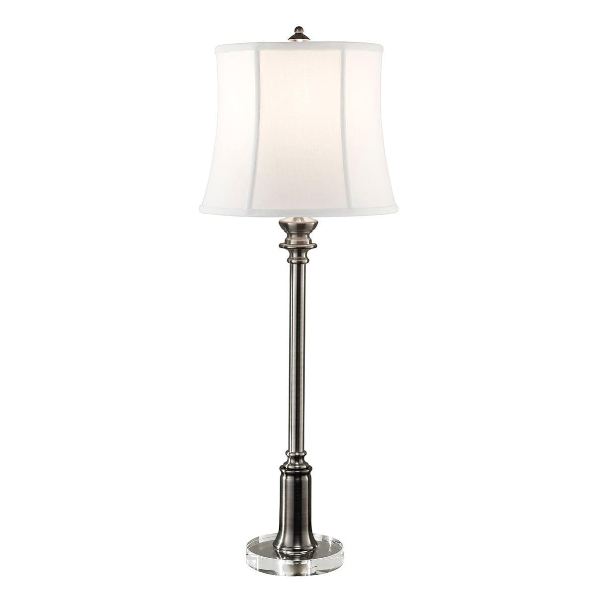 Feiss Stateroom 1 Light Antique Nickel Buffet Table Lamp - Vintage Style Lighting for Dining Room, Living Room & Bedroom Decor