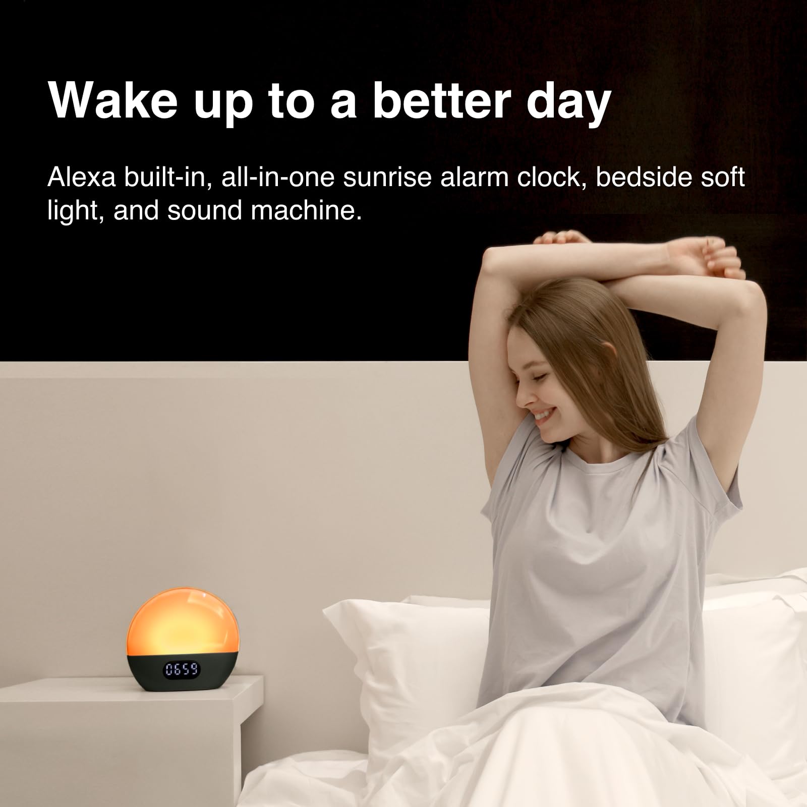 Wiim Wake-Up Light with Alexa Built-in - Sunrise Alarm Clock, White Noise Sound Machine, Sleep Aid with Unlimited Sound Choices & Custom Routines (Sea Blue Green) - Perfect for Bedrooms, Nurseries & Home Offices