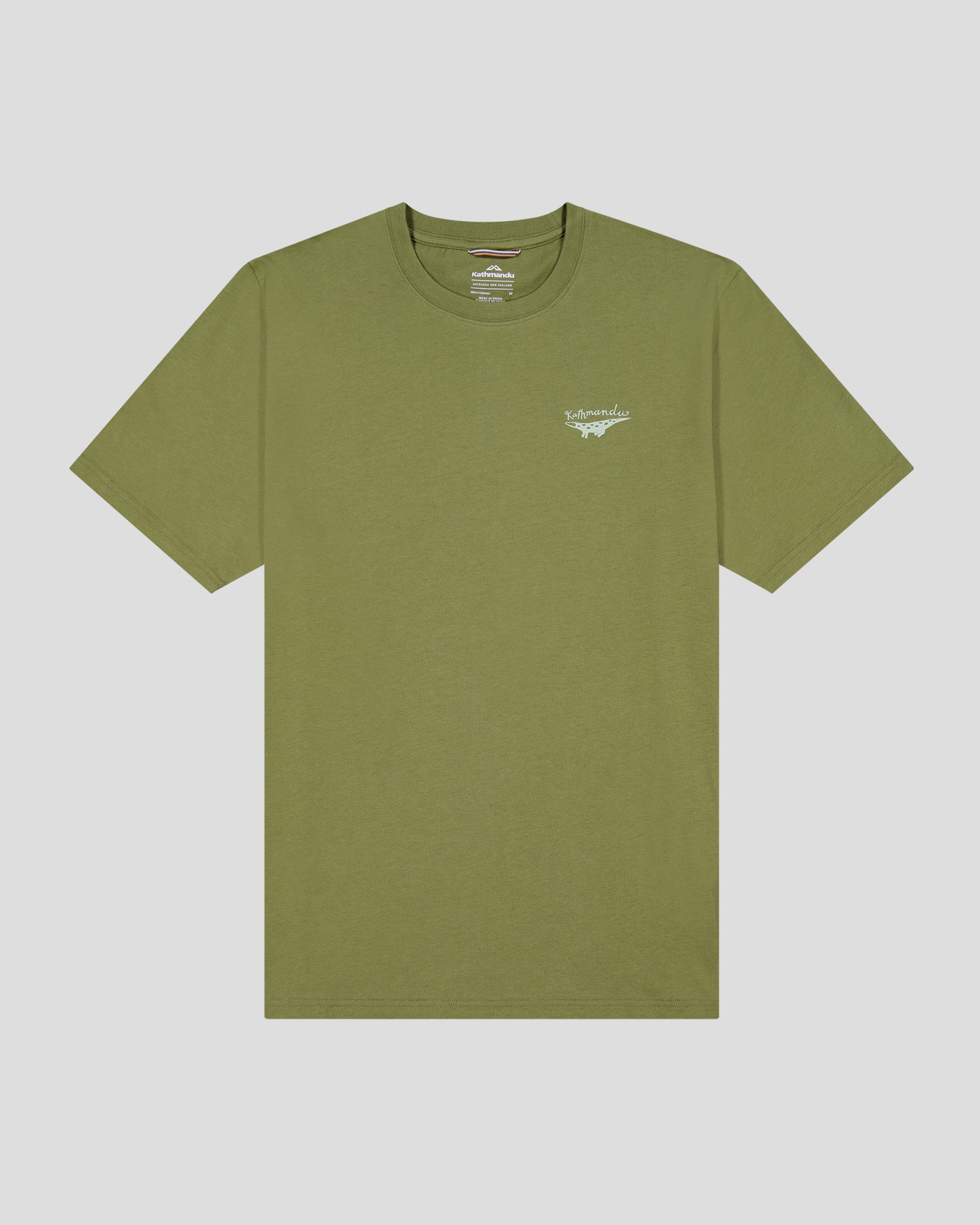 Organic Cotton Men's Lizard Print T-Shirt - Dark Fern Green | Casual Wear & Outdoor Activities