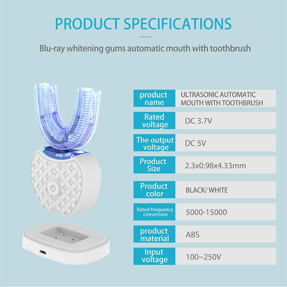 360° Ultrasonic Electric Toothbrush with Automatic Timer & Whitening - Battery Powered, Waterproof, for Deep Cleaning & Fresh Breath - Perfect for Travel, Home & Office Use (White)
