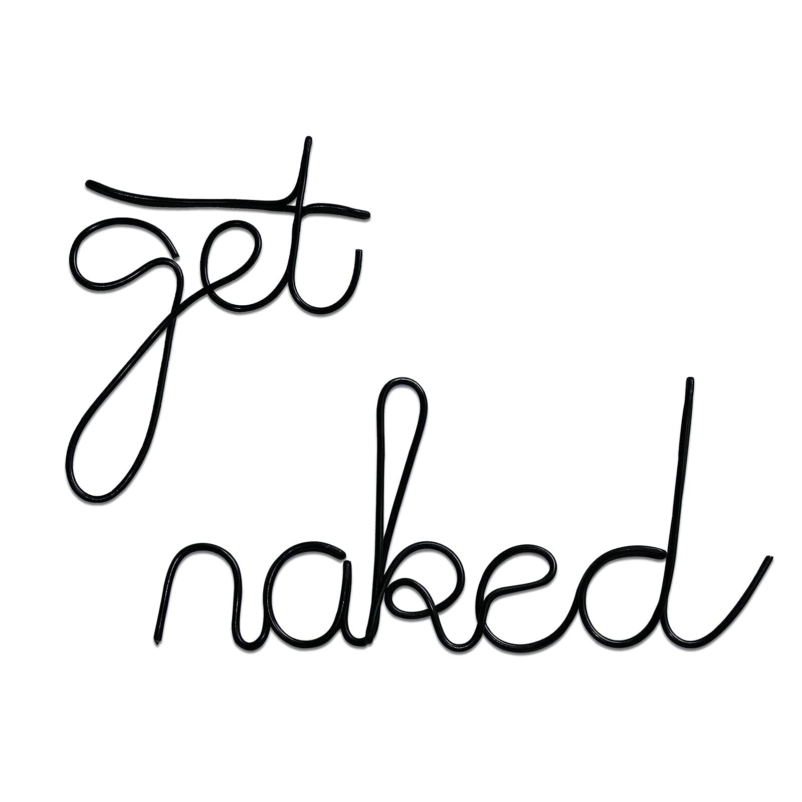 Funny Metal Wall Art Sign - 'Get Naked' Bathroom Decor for Home, Wedding & Bridal Gift (Black) | Perfect for Bathroom, Bedroom, or Unique Housewarming Present