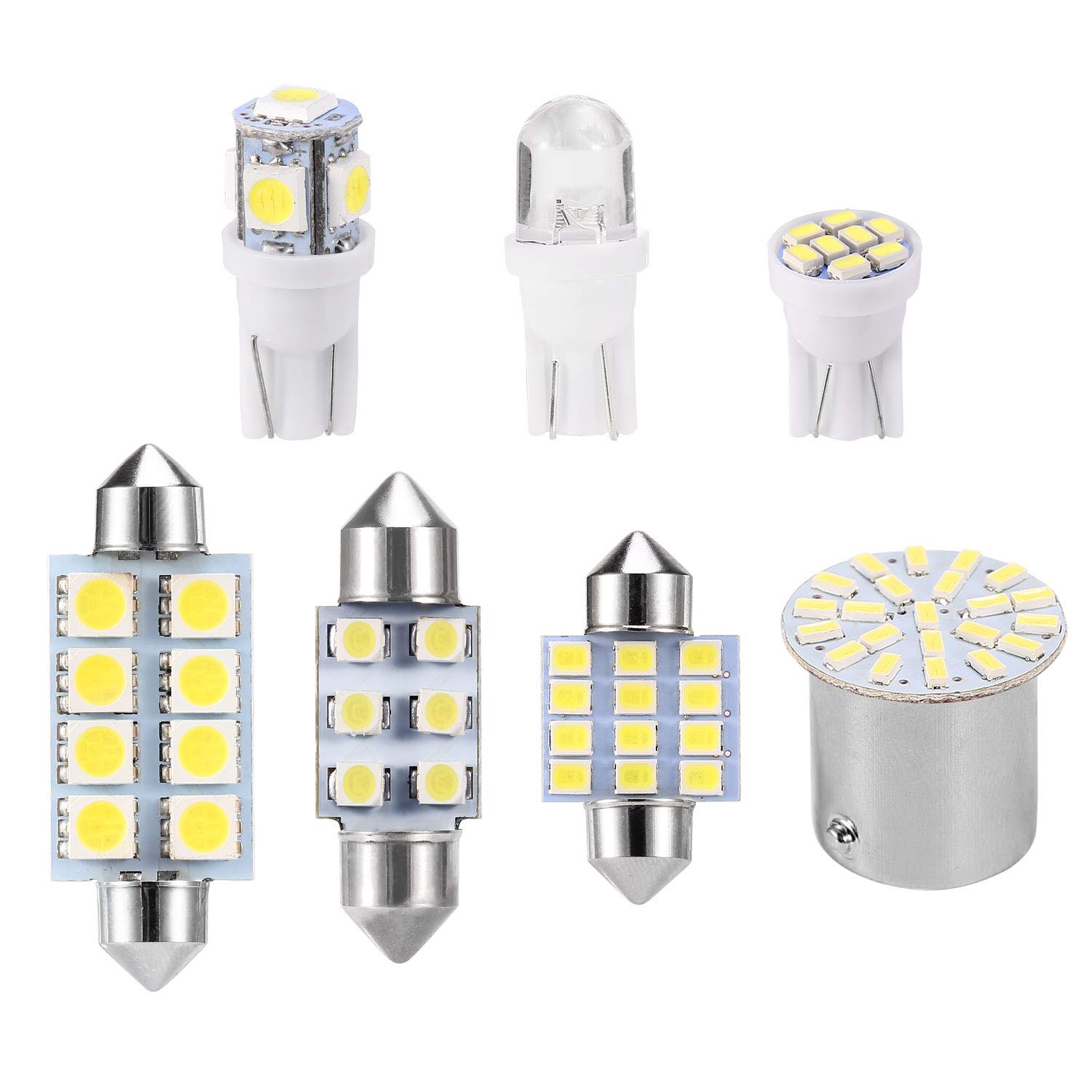 14Pcs T10/31mm/36mm/41mm/1156 Festoon LED Light Bulbs - Super Bright 6000K White Interior Dome, Map, License Plate, Trunk & Side Positioning Lights - Perfect for Cars, Trucks, SUVs & Marine Vehicles