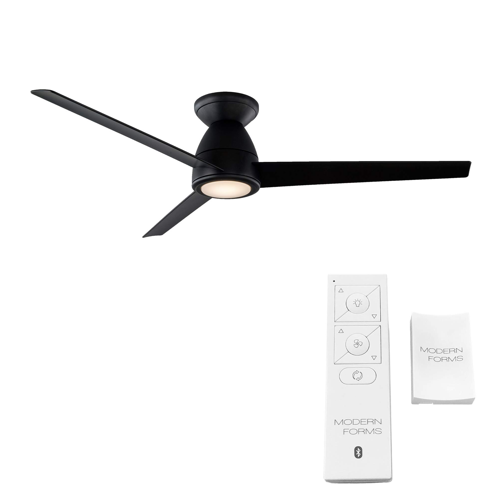 Tip Top Smart 52in Matte Black 3-Blade Flush Mount Ceiling Fan with 3000K LED Light Kit, Remote Control, Alexa & Google Assistant Compatible, Ideal for Living Rooms, Bedrooms, and Outdoor Spaces