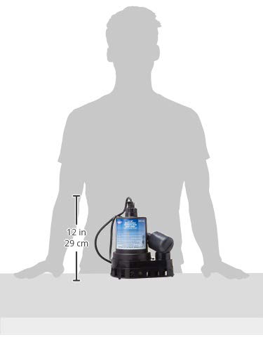 Superior Pump 92570 1/2 HP Thermoplastic Submersible Sump Pump with Tethered Float Switch - Heavy Duty Water Removal for Basements, Crawl Spaces & Flooded Areas
