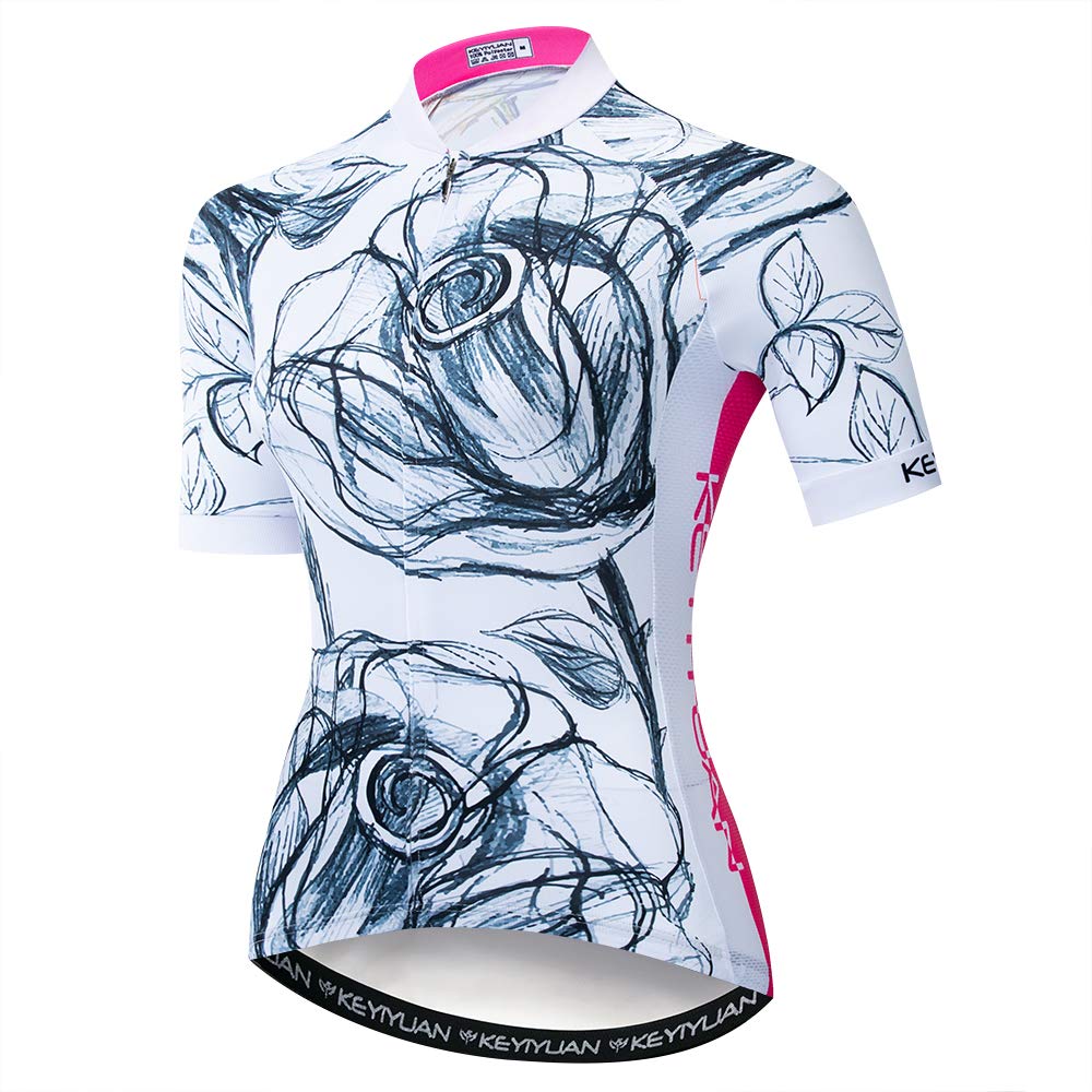 JPOJPO Women's Cycling Jersey - Breathable Short Sleeve Bike Shirt with 3 Pockets, Quick-Dry Moisture Wicking Fabric (Sizes S-3XL) - Perfect for Road Biking, Mountain Cycling & Outdoor Sports